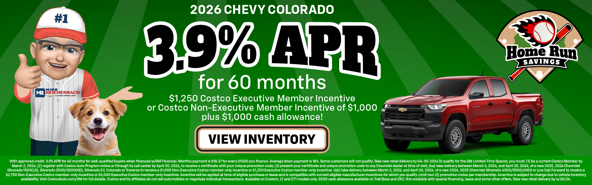 2026 Chevy Colorado 3.9% APR for 60 months