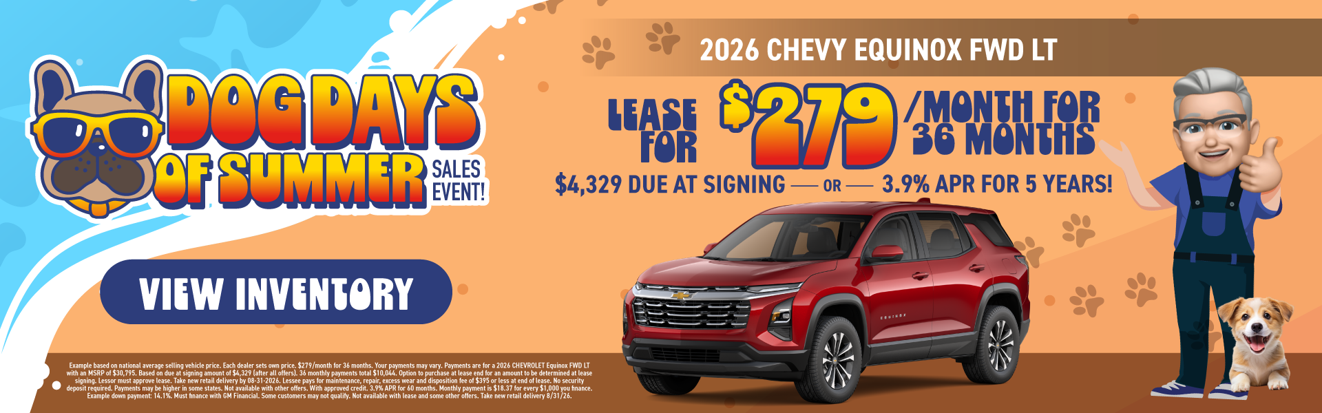 2026 Chevy Equinox FWD LT Lease for $279/month for 36 months