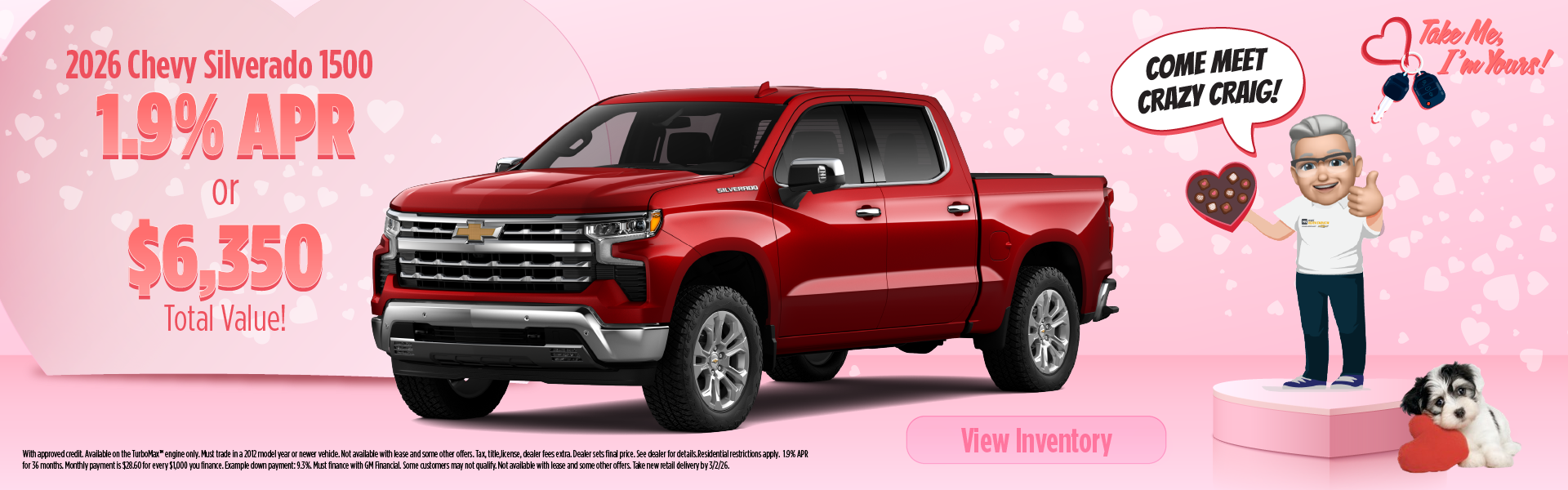 2026 Silverado 1500 1.9% APR OR $6,350 Total Value!