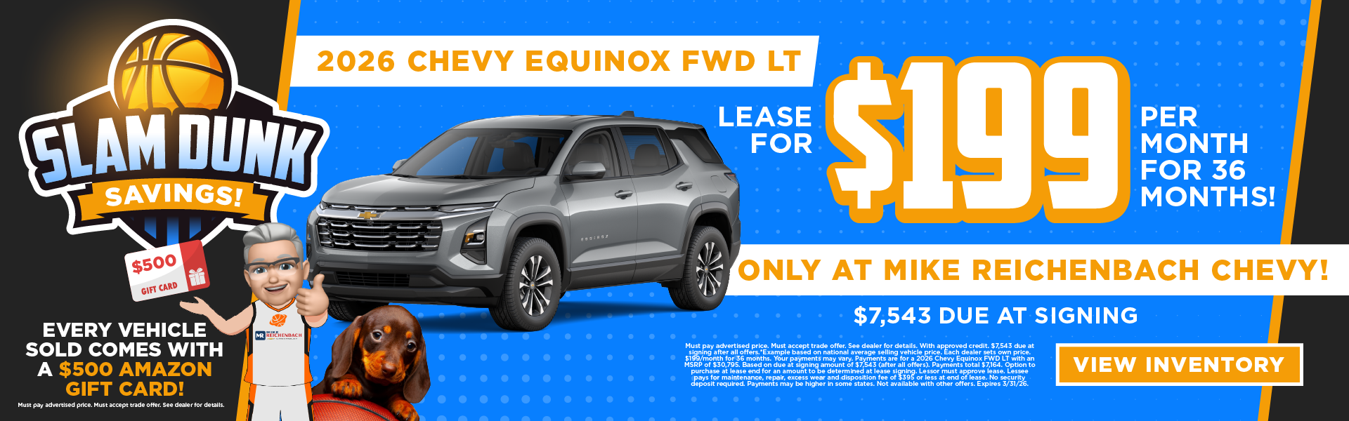 2026 Chevy Equinox FWD LT Lease for $199 per month for 36 mo