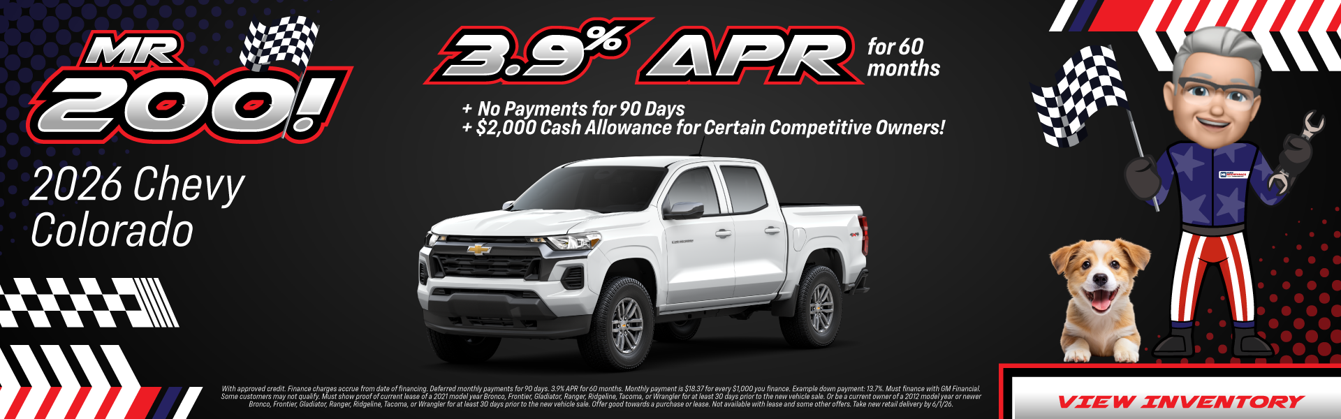 2026 Chevy Colorado 3.9% APR for 60 months plus No Payments 