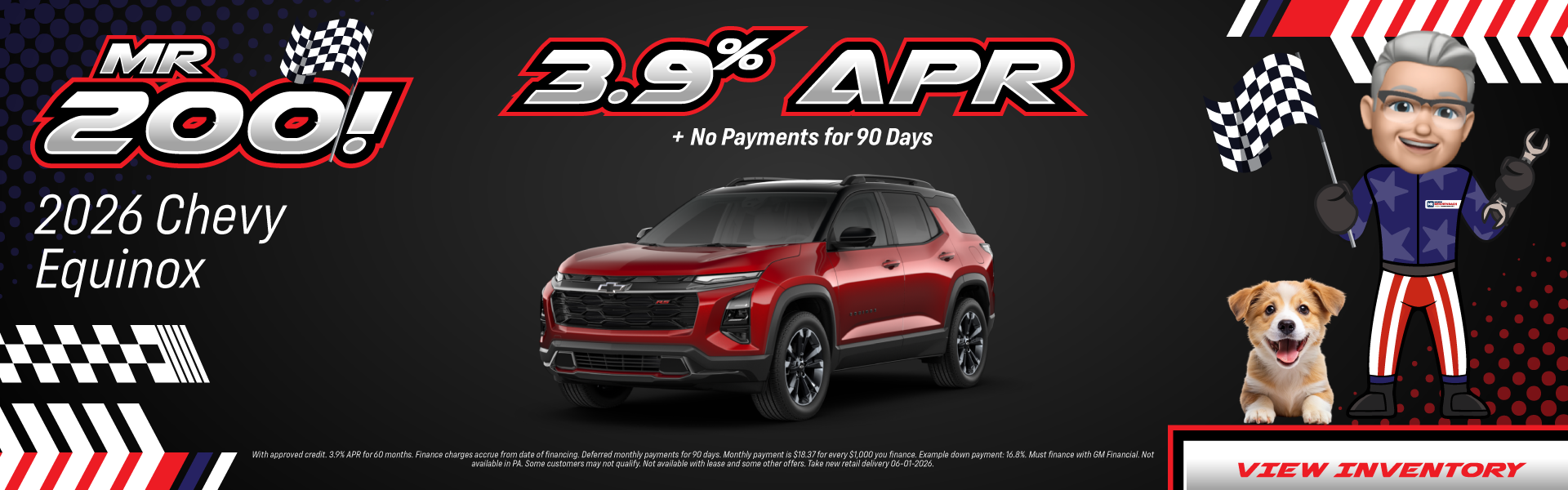 2026 Chevy Equinox 3.9% APR for 60 months + No payments for 