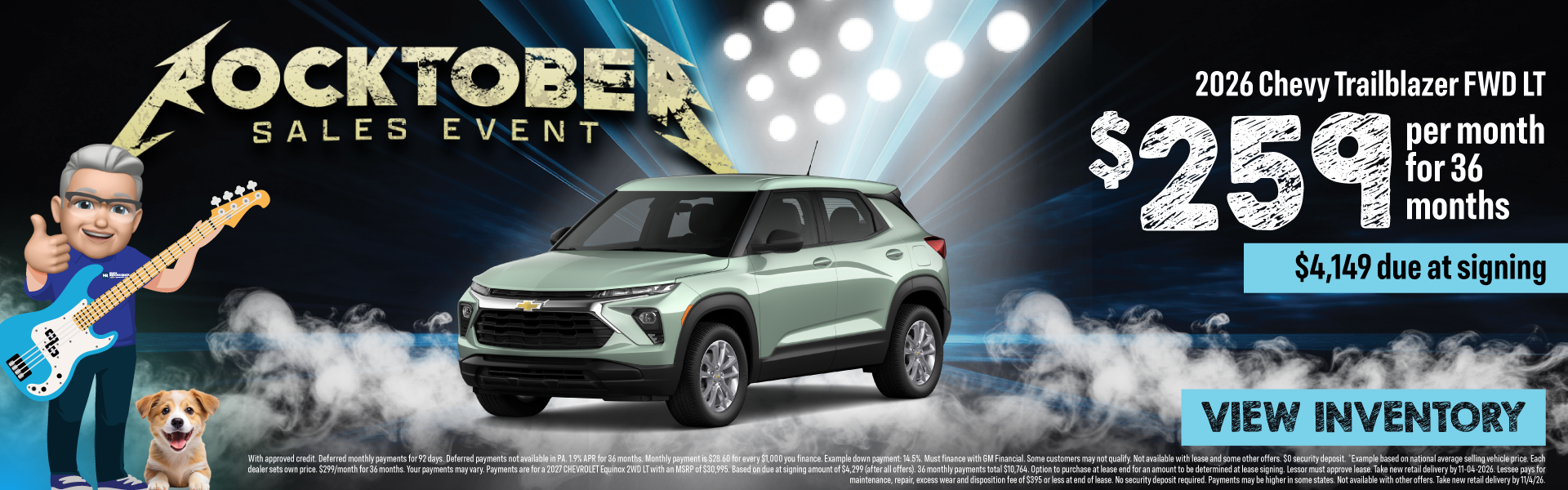 2026 Chevy Trailblazer FWD LT $259 per month for 36 months.